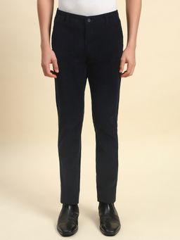 Cantabil - Men Navy Blue Regular Fit Straight Trouser