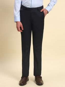 Cantabil - Men Navy Blue Regular Fit Straight Trouser
