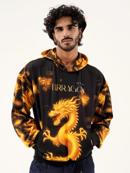 CLAZZEY - Inferno Dragon Graphic Hoodie - Golden Flame Streetwear