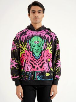 CLAZZEY - Neon Alien DJ Graphic Hoodie - Psychedelic Streetwear Print