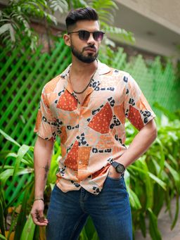 ROYALTAIL - Brown and White Print Super Soft Premium Half Sleeve Shirt