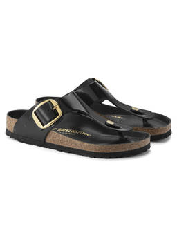 Birkenstock - Gizeh Big Buckle High Shine Black Regular Width Women Thong Flats