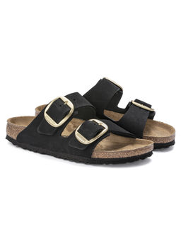 Birkenstock - Arizona Big Buckle Black Narrow Width Women Two-Strap Flats