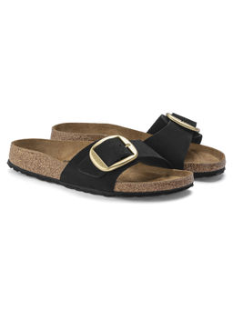 Birkenstock - Madrid Big Buckle Black Narrow Width Women One-Strap Flats
