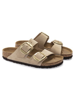 Birkenstock - Arizona Big Buckle Sandcastle Narrow Width Women Two-Strap Flats