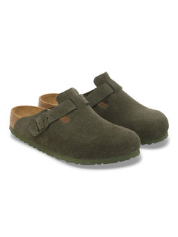 Birkenstock - Boston Green Suede Leather Narrow Width Unisex Clogs