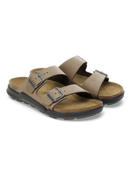 Birkenstock - Arizona Crosstown Men Beige Waxy Leather Two Strap Sandals