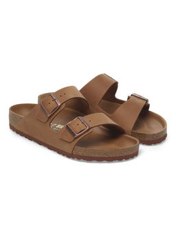 Birkenstock - Arizona Unisex Brown Natural Leather Oiled Two Strap Sandals