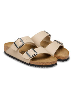 Birkenstock - Arizona Unisex Beige Birko-Flor Two Strap Sandals