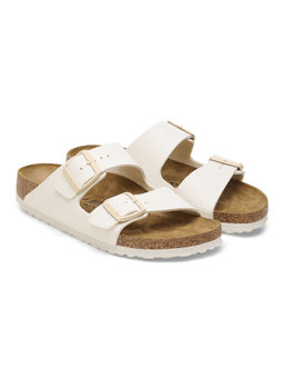Birkenstock - Arizona Unisex Eggshell White Birko-Flor Two Strap Sandals