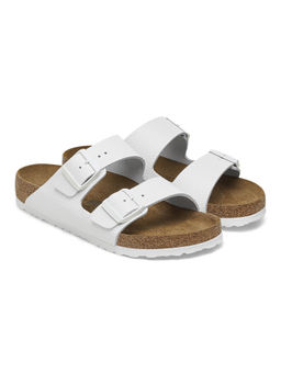 Birkenstock - Arizona Unisex White Natural Leather Two Strap Sandals