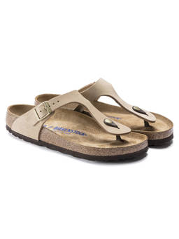 Birkenstock - Gizeh Soft Footbed Women Beige Nubuck Leather Sandals