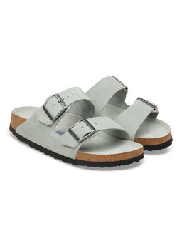 Birkenstock - Arizona Soft Footbed Unisex Green Suede Leather Two Strap Sandals