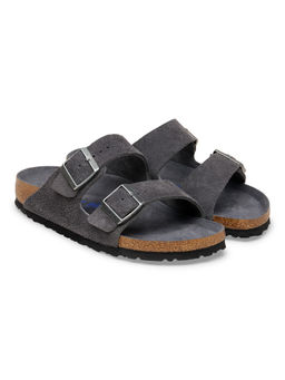 Birkenstock - Arizona Soft Footbed Unisex Grey Suede Leather Two Strap Sandals