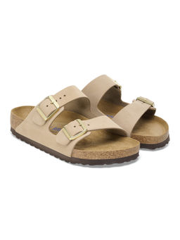 Birkenstock - Arizona Soft Footbed Women Beige Nubuck Leather Two Strap Sandals
