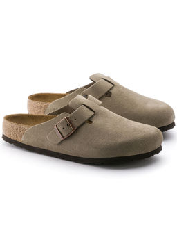 Birkenstock - Boston Soft Footbed Unisex Beige Suede Leather Sandals