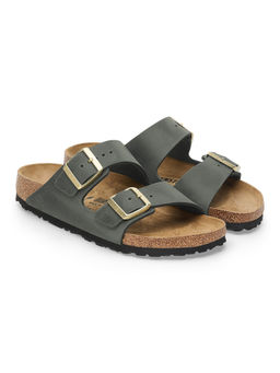 Birkenstock - Arizona Women Green Waxy Leather Two Strap Sandals