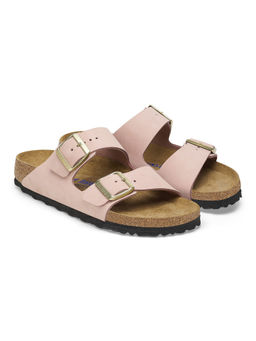 Birkenstock - Arizona Soft Footbed Women Soft Pink Nubuck Leather Two Strap Sandals