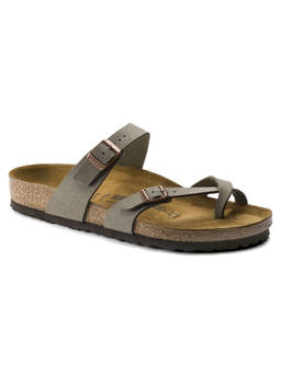 Birkenstock - Grey Mayari Birko-Flor Nubuck Regular Width Flipflops