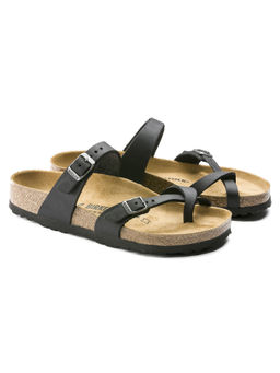 Birkenstock - Black Mayari Oiled Leather Regular Width Flipflops