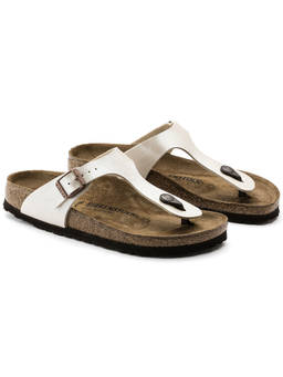 Birkenstock - White Gizeh Birko-Flor Regular Width Flipflops