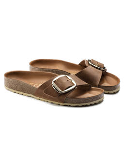 Birkenstock - Brown Madrid Oiled Leather Narrow Width Flipflops