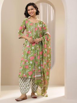 Libas - Green Floral Kurta with Salwar & Dupatta