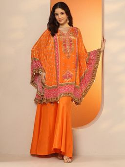 Libas - Orange Printed Kaftan with Palazzo