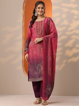 Libas - Pink Floral Kurta with Pant & Dupatta