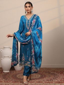 Libas - Blue Floral Kurta with Pant & Dupatta