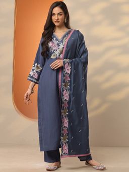 Libas - Blue Floral Kurta with Pant & Dupatta