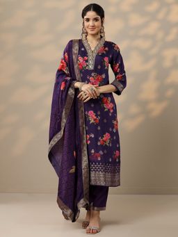 Libas - Purple Floral Kurta with Pant