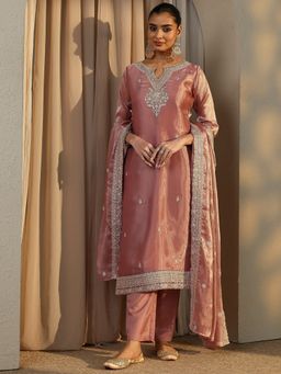 Libas - Pink Embroidered Kurta with Pant & Dupatta