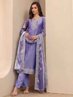 Libas - Lavender Embroidered Kurta with Pant & Dupatta