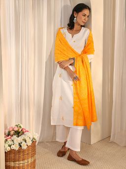 Libas - Yellow Floral Kurta with Pant & Dupatta