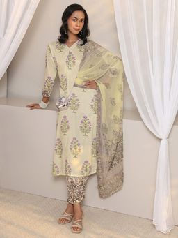 Libas - Purple Floral Kurta with Pant & Dupatta