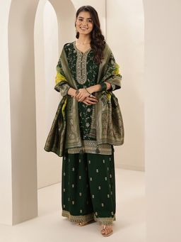 Libas - Green Embroidered Kurta with Palazzo & Dupatta