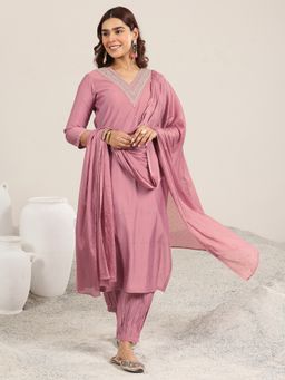 Libas - Pink Embroidered Kurta with Salwar & Dupatta
