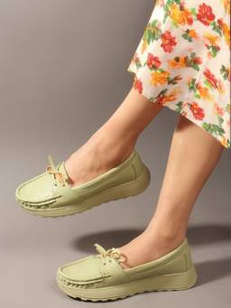DENILL - Light Green Synthetic Leather Casual Loafers