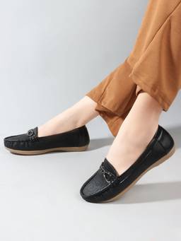 DENILL - Black Synthetic Leather Casual Slip On Loafers