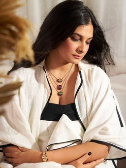 Isharya - Black Plating Seafoam Serenade Three Layered Necklace