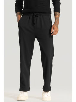 Snitch - Men Black Plain Relaxed Casual Trouser