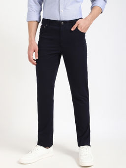 Tommy Hilfiger - Navy Blue Straight Fit Solid Mid Rise Chinos