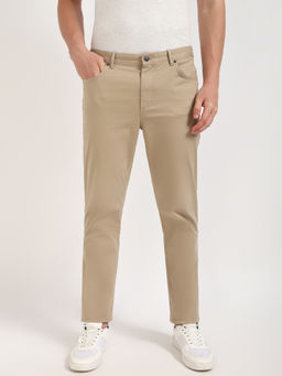 Tommy Hilfiger - Beige Straight Fit Solid Mid Rise Chinos