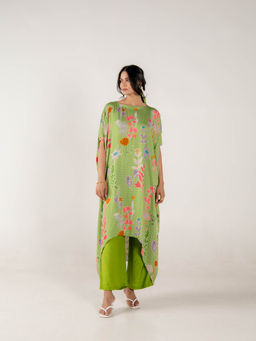 AROOP SHOP INDIA - Women Green Mara Kaftan with Pants (Set of 2)