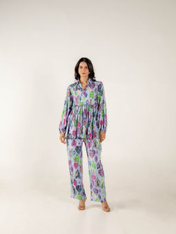 AROOP SHOP INDIA - Women Aqua Azura Top with Pants (Set of 2)