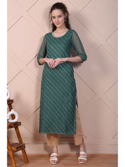 Aurelia - Green Embroidered Rayon Straight Festive Kurta