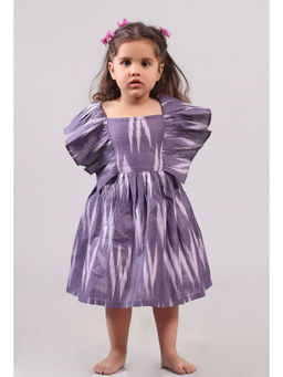 Tjori - Violet Ikat Gathered Kurta