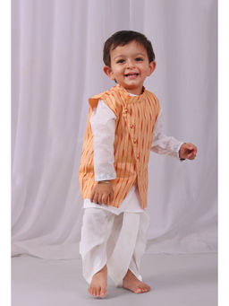 Tjori - Lemon Tart Orange Ikat Nehru Jacket