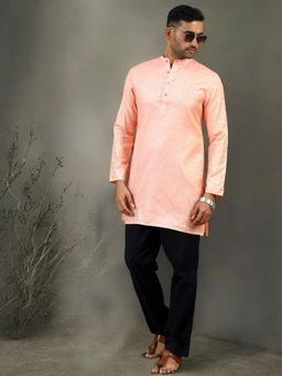 TATTVA - Men's Floral Mandarin Collar Straight Short Kurta
